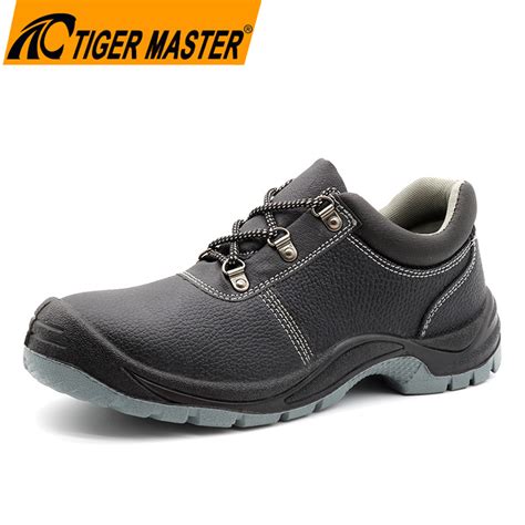 Tiger Master Low Cut Black Leather Pu Sole Steel Toe Prevent Puncture