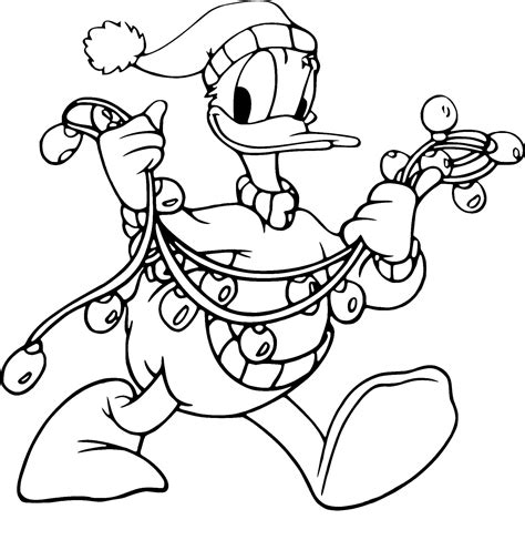 Coloriage Donald Duck Disney Noël Télécharger Et Imprimer Gratuit Sur