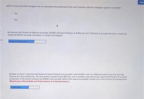 Solved Nces In Cases To Below Assume That Division A Chegg