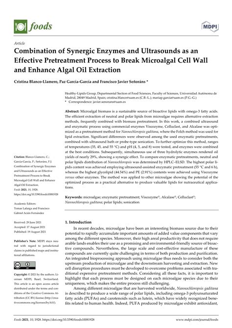 PDF Combination Of Synergic Enzymes And Ultrasounds As An Effective