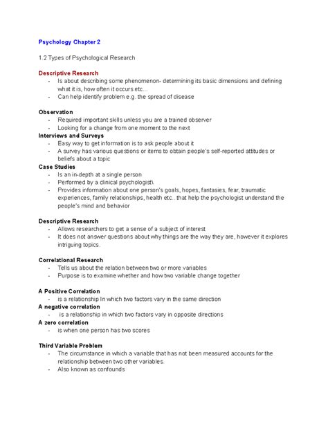 Psychology Chapter 2 Part 2 Type Of Psychology Research Psychology