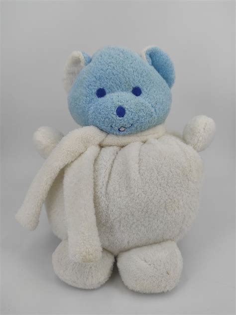 Doudou Ours Bleu Et Blanc Boule Musti De Mustela Mustela Beebs