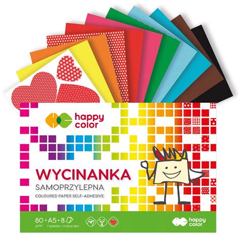 WYCINANKA blok zeszyt papierów kolorowych SAMOPRZYLEPNYCH HAPPY COLOR