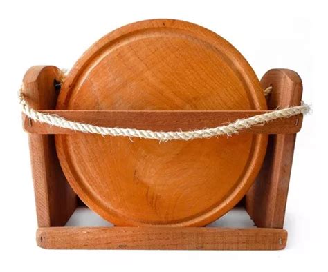 Set De Platos De Madera Para Asados Con Porta Plato