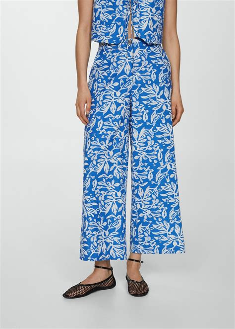 Wide Leg Printed Trousers Women Mango Usa