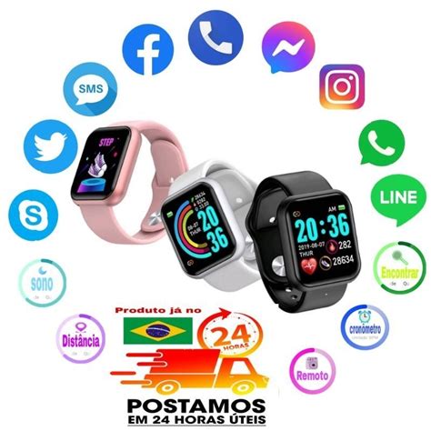 SmartWatch y68 d20 relógio inteligente Bluetooth coloca foto app fit