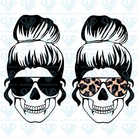 Skull With Glasses Svg Files For Silhouette Files For Cricut Svg Dxf Eps Png Instant Download