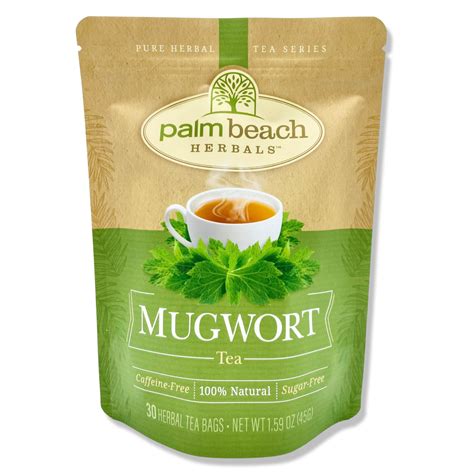 Palm Beach Herbals Mugwort Tea 30 Count Tea Bags Caffeine Free Pure