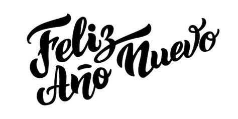 The Word Feliz Mejo Written In Cursive Writing On A White Background