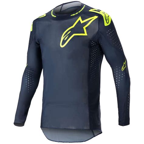 Maglia Moto Cross Enduro Alpinestars Supertech Bruin Fluo Giallo Navy