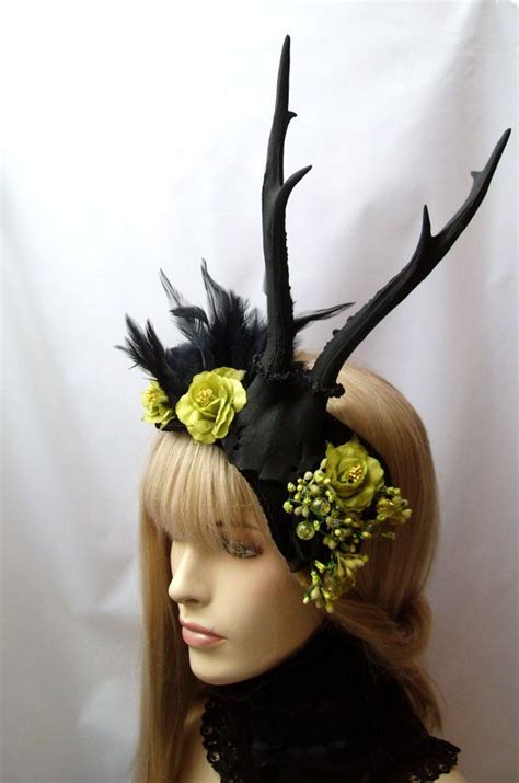 Horned Head Piece Black Antlers Gothic Headdress Headdress Black Antlers Headpiece