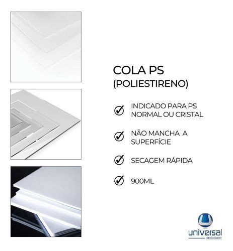 Cola Ps Branco Cristal Poliestireno Chapas Universal 900ml FIXCOM