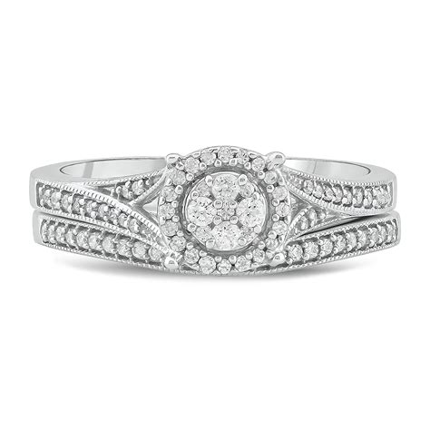 Womens 13 Ct Tw Genuine White Diamond 10k White Gold Bridal Set