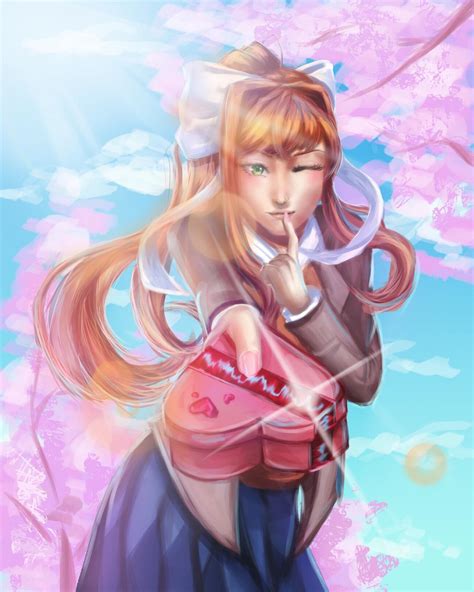 Monika Has A Special Present For You For Valentine S Day~ 💚💚💚 By Minsurri On Deviantart R Ddlc