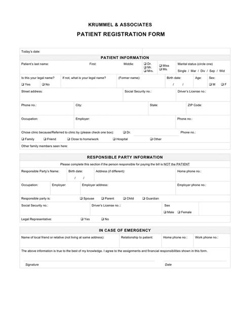 Patient Registration Form Sample In Word And Pdf Formats