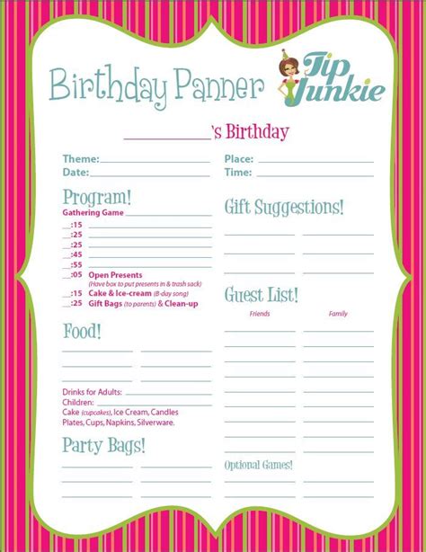 Free Birthday Party Planner Printable {editable} Party Planner