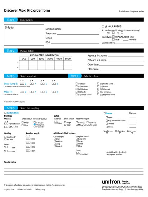 Fillable Online Discover Moxi RIC Order Form Unitron Fax Email Print