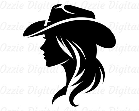 Cowgirl Svg And Png Cowgirl Clipart Cowboy Hat Vector Image Woman