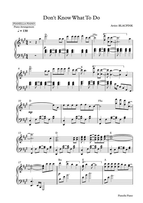 BLACKPINK - Don't Know What To Do (Piano Sheet) by Pianella Piano Sheet Music