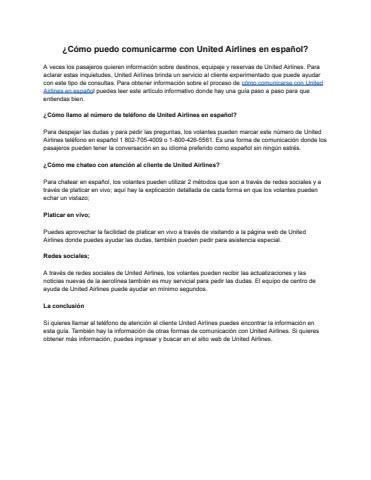 Cómo puedo comunicarme con United Airlines en español Udantu Flip