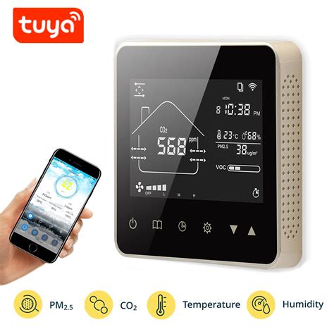 Tuya 5 In 1 Wifi Air Quality Monitor Co2 Pm2 5 Sensor Regulated Control