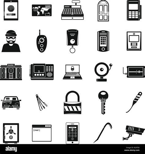 Burglar Robber Mugger Plunderer Icons Set Simple Illustration Of