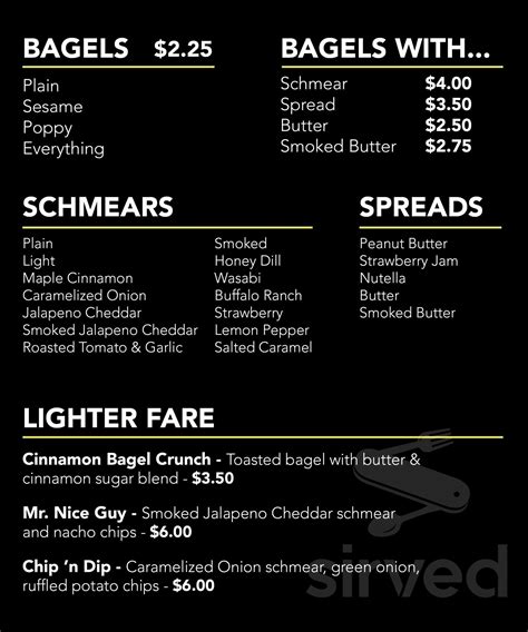 Menu for Bagelsmith in Winnipeg, MB | Sirved