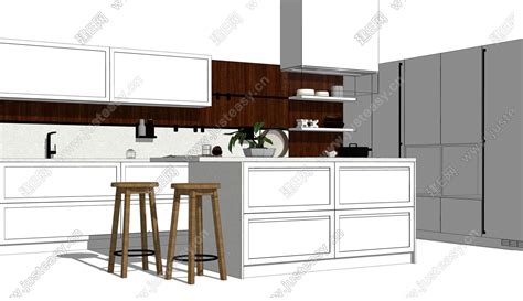 现代厨柜模型su模型下载 Id103235671 建e室内设计网