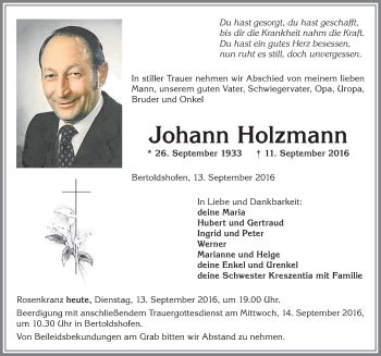 Traueranzeigen Von Johann Holzmann Augsburger Allgemeine Zeitung