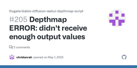 Depthmap Error Didn T Receive Enough Output Values Issue