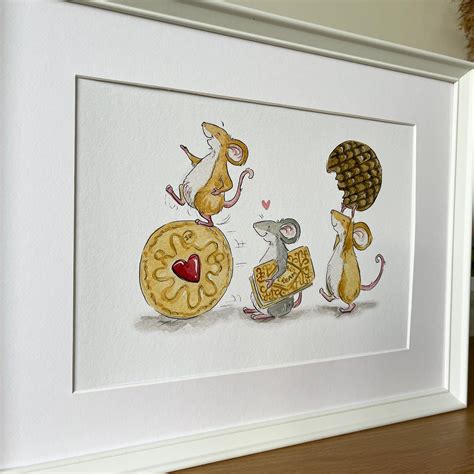 Biscuit Mice A4 Art Print Ellie Hooi Illustration