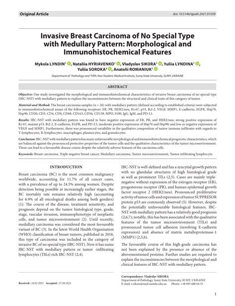 Pdf Invasive Breast Carcinoma Of No Special Type With Medullary