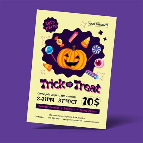 Premium Vector Halloween Trick Or Treat Flyer Template