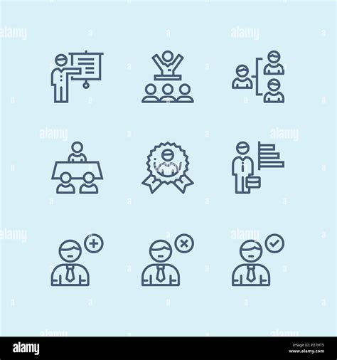 Outline Business People Meeting Team Work Vector Simple Icons For Web