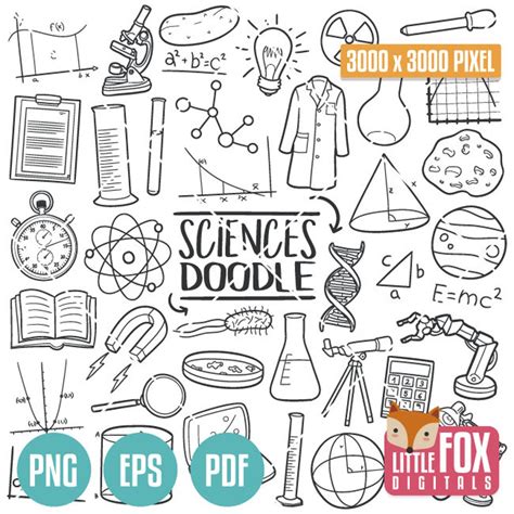 Science Doodle Vector Icons Laboratory Study Chemistry Physic Doodle