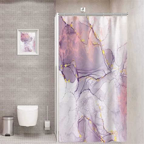 Amazon Ruelvth Marble Shower Curtain Abstract Modern Purple And