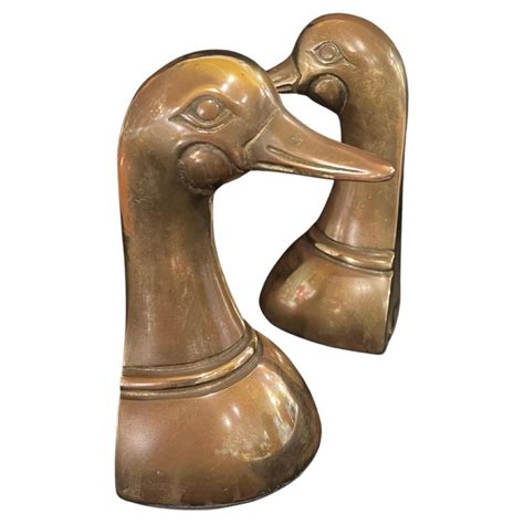 Mid Century Modern Patinated Brass Duck Bookends For Sale At 1stdibs