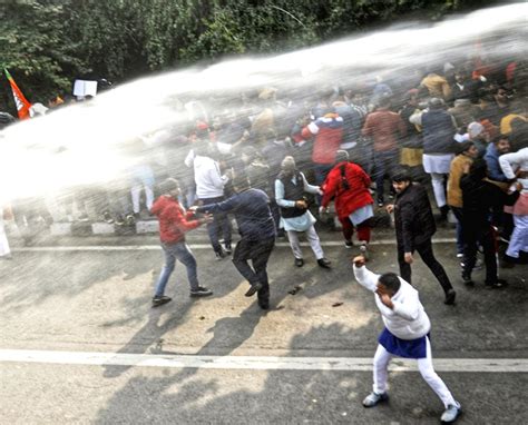 Police Use Water Cannons Over Bjp Workers