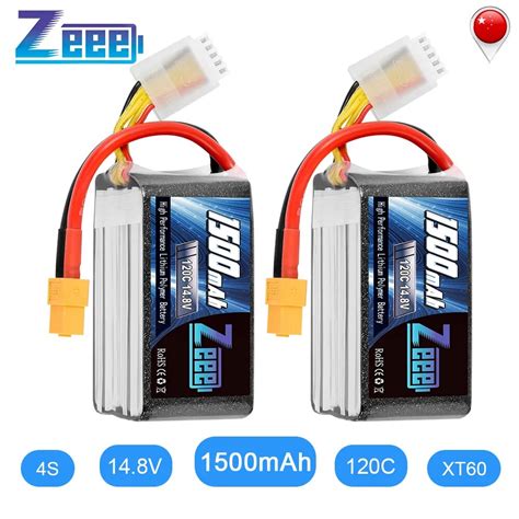 2 Unità di Zeee Lipo Batteria 14 8V 120C 1500 Mah 4S Grafene Rc Lipo