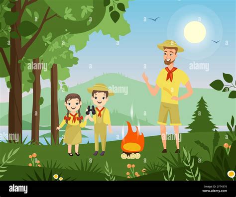 Campground Near River Stock Vector Images Alamy