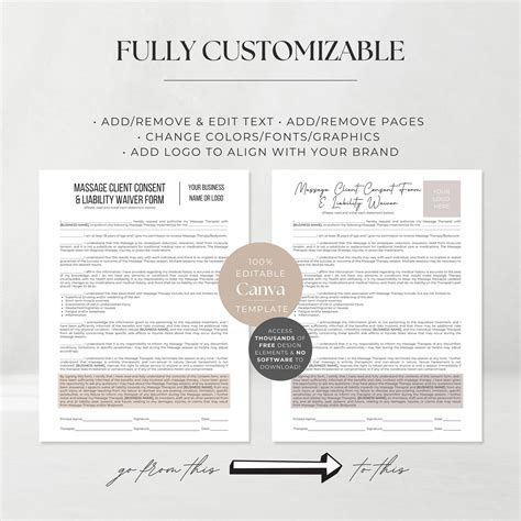 Massage Consent Form And Liability Waiver Template Editable Massage