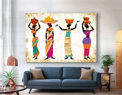 African Wall Art Black Woman Ethnic Canvas Print Contemporary Etsy