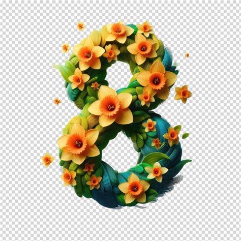 Premium PSD | A flower decoration with the number 6 on it