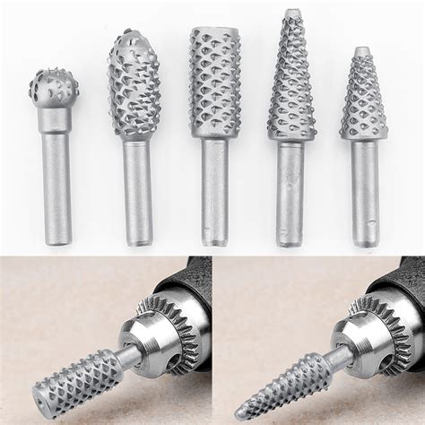 Pcs Woodworking Rotary Burr Set Wood Carving File Rasp Drill Bit