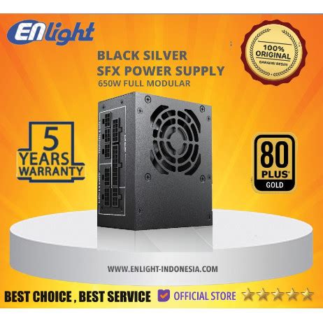 Jual PSU Enlight Black SIlver SFX 550 Watt 80 Gold Full Modular