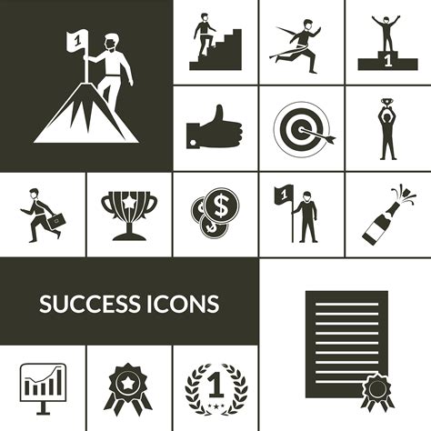 Success Icons Black Set 467574 Vector Art At Vecteezy