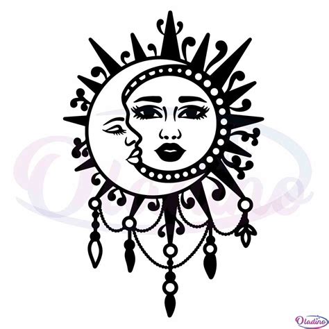 Celestial Sun And Moon Svg Files For Cricut Sublimation Files