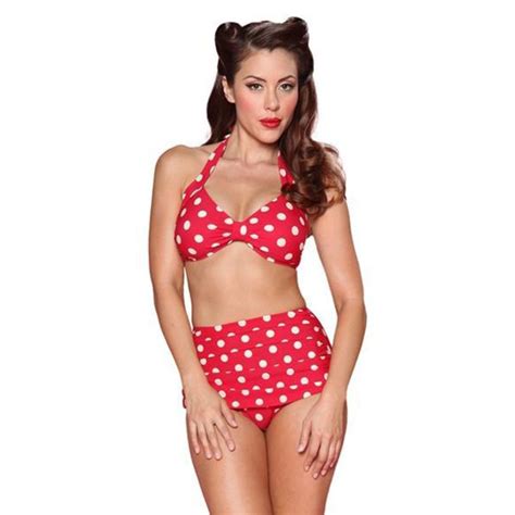 Esther Williams Classic Polka Dot Bathing Suit Top E09006t Red White