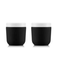 Set De 2 Mugs En Porcelaine Avec Manchon Silicone Douro 0 2 L Noir à