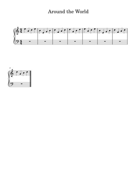 Around The World Sheet Music For Piano Solo Easy